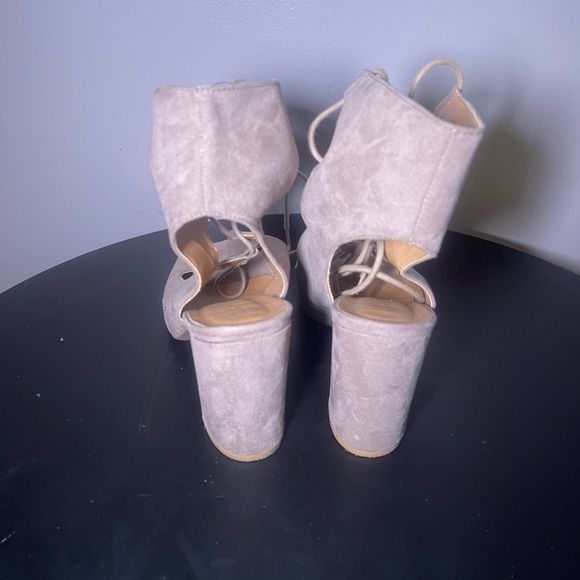 Taupe Suede open back heels - Picture 4 of 6